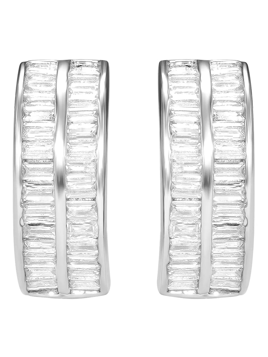 Peora Luxe CZ Hoop Earrings - Silver