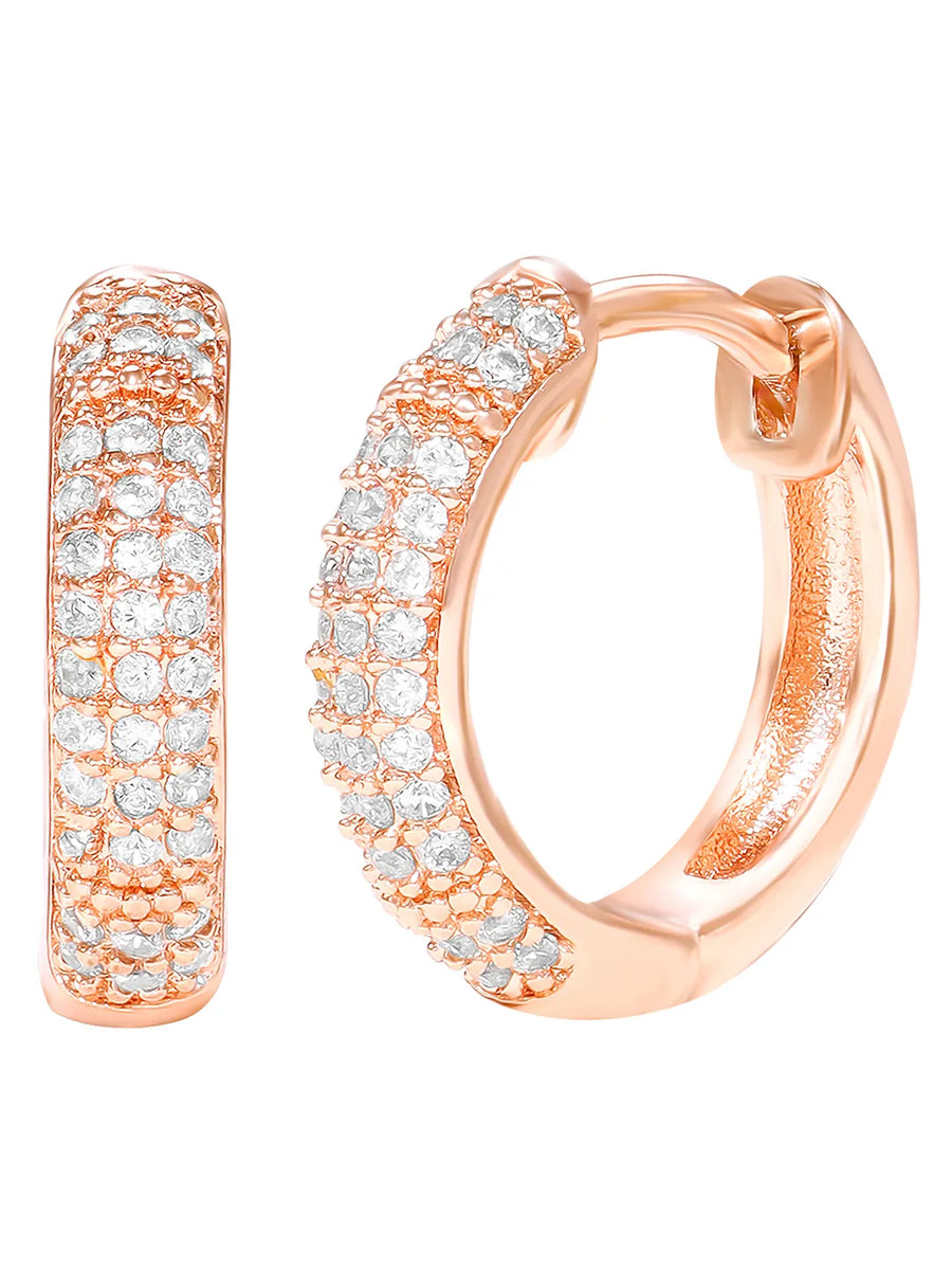 Peora Elegant CZ Hoop Earrings - Rose Gold