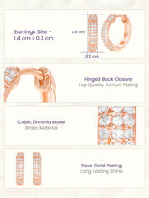 Peora Elegant CZ Hoop Earrings - Rose Gold