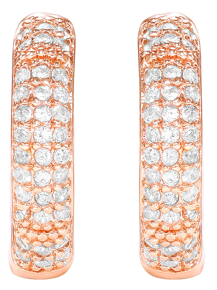 Peora Elegant CZ Hoop Earrings - Rose Gold