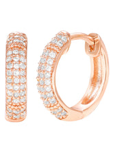 Peora Elegant CZ Hoop Earrings - Rose Gold