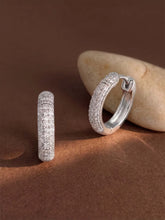 Peora Elegant CZ Hoop Earrings - Silver