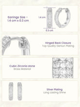 Peora Elegant CZ Hoop Earrings - Silver