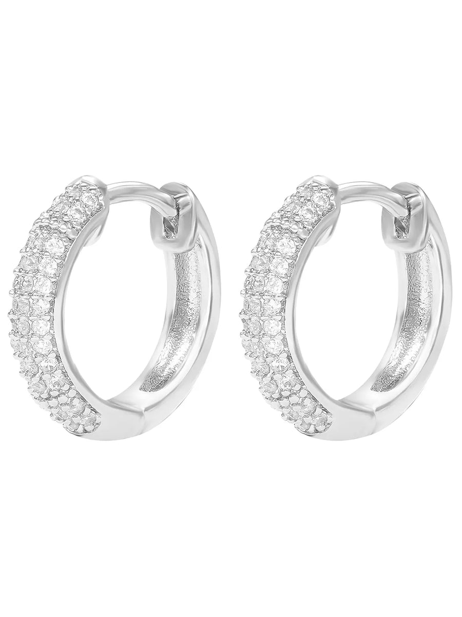 Peora Elegant CZ Hoop Earrings - Silver