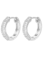 Peora Elegant CZ Hoop Earrings - Silver