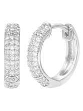 Peora Elegant CZ Hoop Earrings - Silver