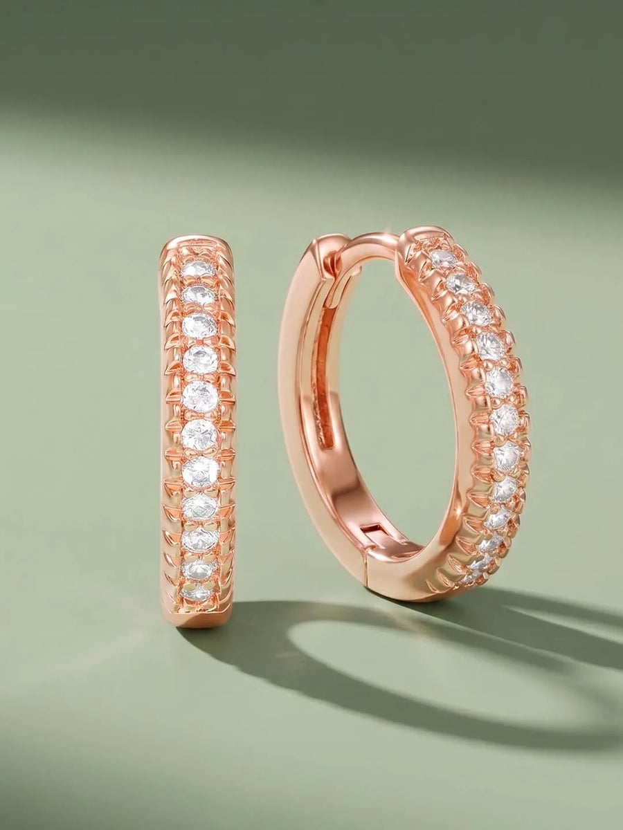 Peora Sparkle Hoop Earrings - Rose Gold