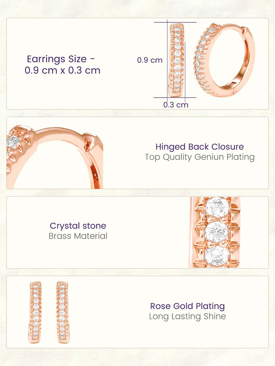 Peora Sparkle Hoop Earrings - Rose Gold
