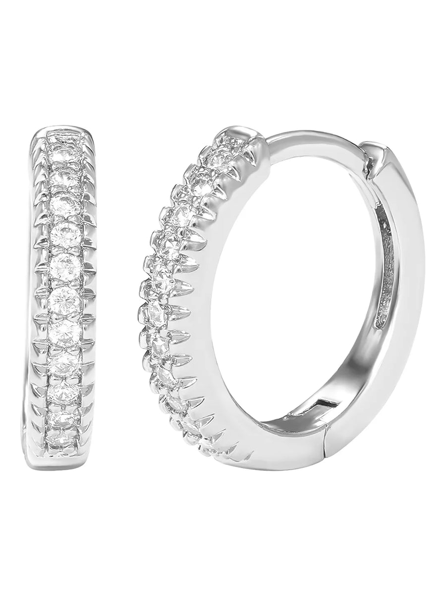 Peora Sparkle Hoop Earrings - Silver