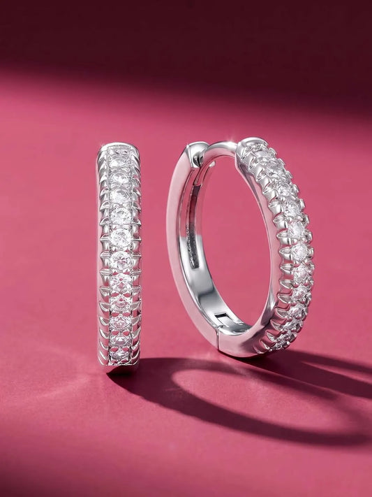 Peora Sparkle Hoop Earrings - Silver