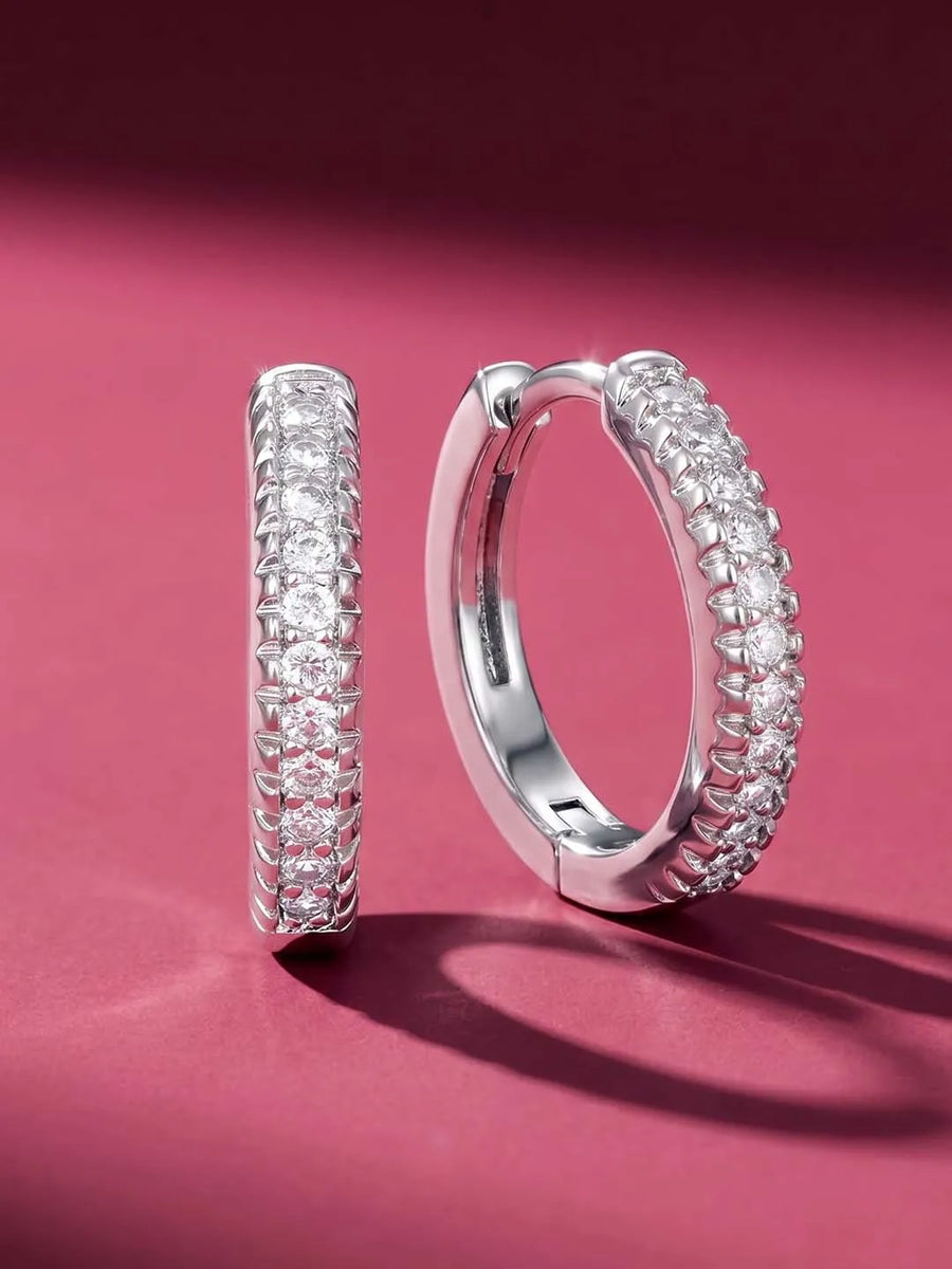 Peora Sparkle Hoop Earrings - Silver