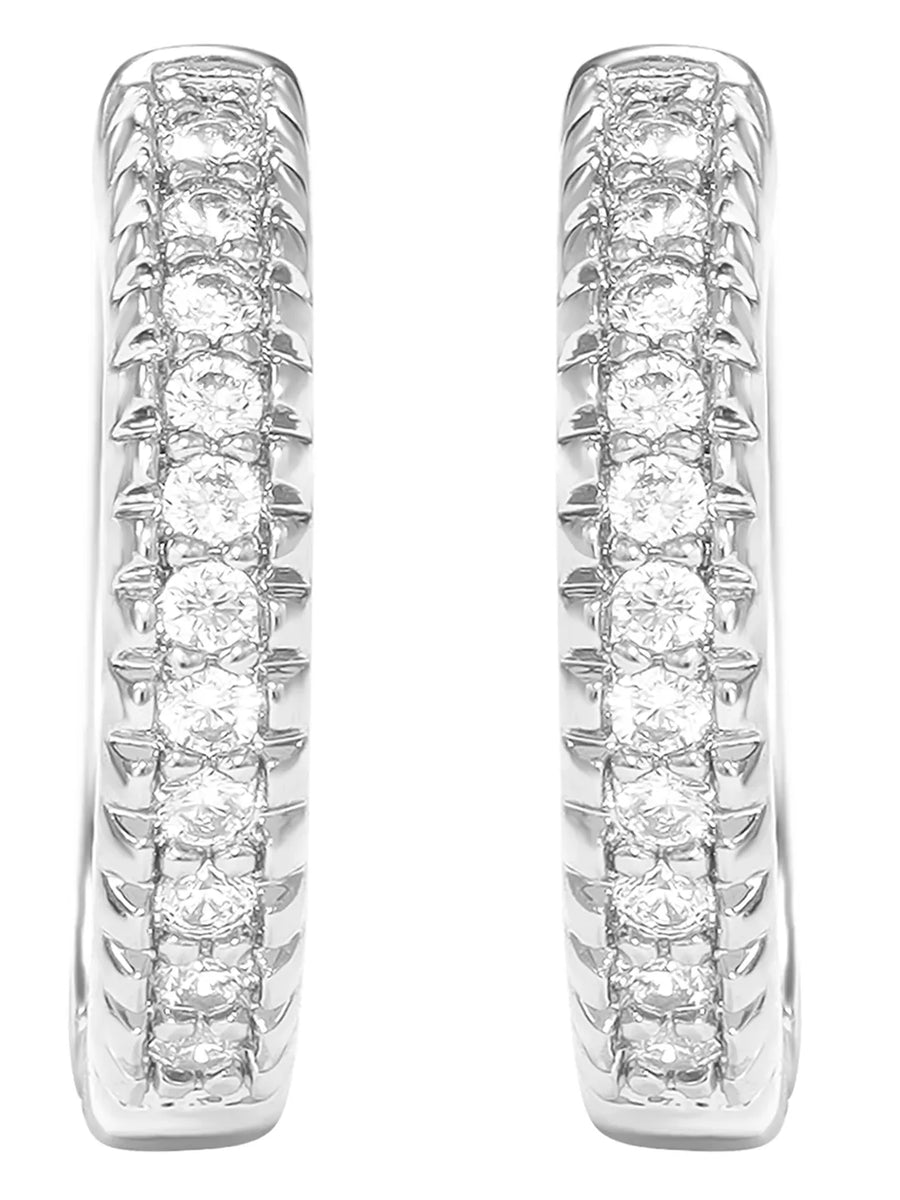 Peora Sparkle Hoop Earrings - Silver