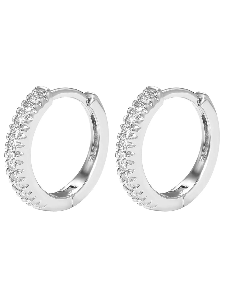 Peora Sparkle Hoop Earrings - Silver