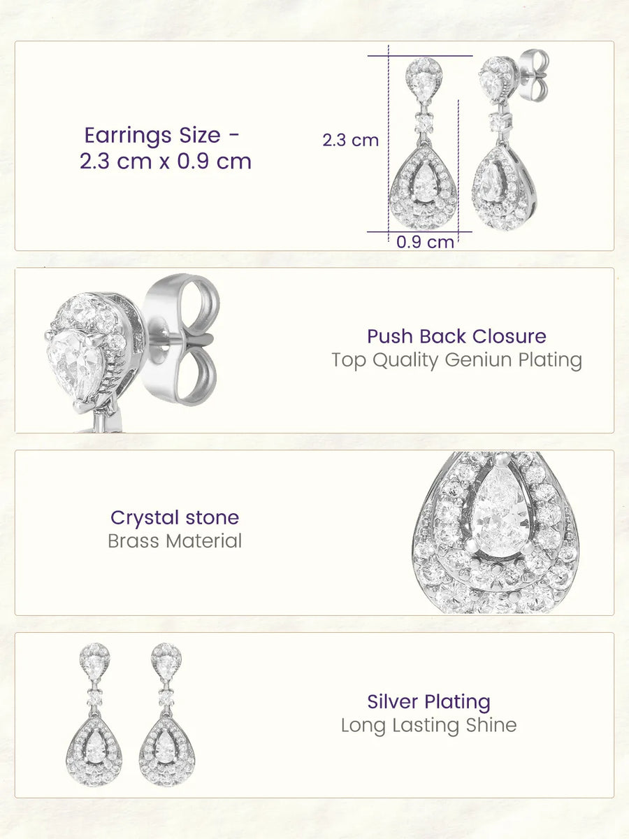 Peora Halo Crystal Earrings - Silver
