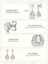 Peora Halo Crystal Earrings - Silver