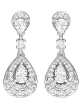 Peora Halo Crystal Earrings - Silver