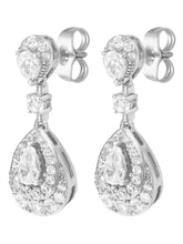 Peora Halo Crystal Earrings - Silver