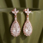 Peora Rose Gold Plated Crystal Dewdrop Earrings