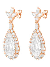 Peora Crystal Dewdrop Earrings - Rose Gold