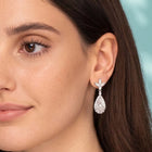 Peora Rhodium Plated Crystal Dewdrop Earrings