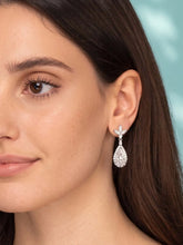 Peora Crystal Dewdrop Earrings - Silver