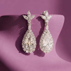 Peora Rhodium Plated Crystal Dewdrop Earrings