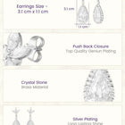 Peora Rhodium Plated Crystal Dewdrop Earrings