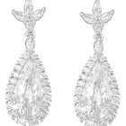 Peora Rhodium Plated Crystal Dewdrop Earrings