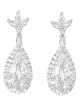 Peora Crystal Dewdrop Earrings - Silver