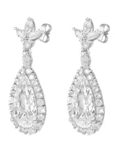 Peora Crystal Dewdrop Earrings - Silver