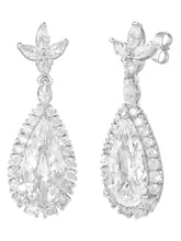 Peora Crystal Dewdrop Earrings - Silver