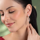 Peora Rose Gold Plated Double Oval CZ Earrings