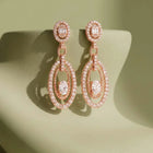 Peora Rose Gold Plated Double Oval CZ Earrings