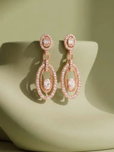 Peora Double Oval CZ Earrings - Rose Gold