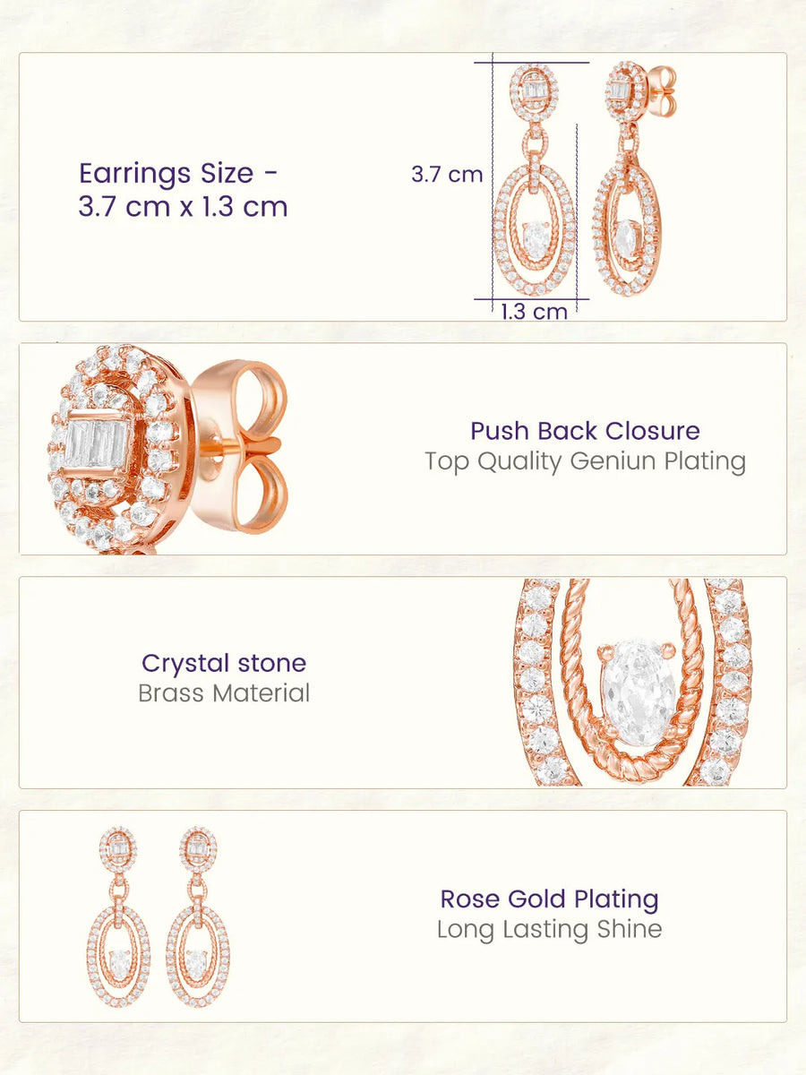 Peora Double Oval CZ Earrings - Rose Gold