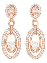 Peora Double Oval CZ Earrings - Rose Gold