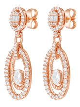 Peora Double Oval CZ Earrings - Rose Gold