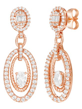 Peora Double Oval CZ Earrings - Rose Gold