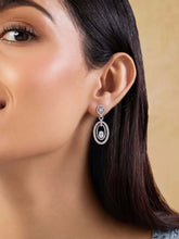 Peora Double Oval CZ Earrings - Silver