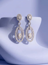 Peora Double Oval CZ Earrings - Silver