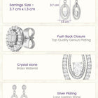 Peora Rhodium Plated Double Oval CZ Earrings