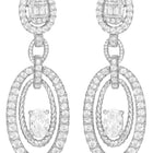 Peora Rhodium Plated Double Oval CZ Earrings