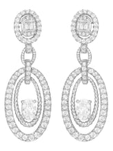 Peora Double Oval CZ Earrings - Silver