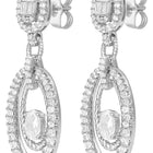 Peora Rhodium Plated Double Oval CZ Earrings