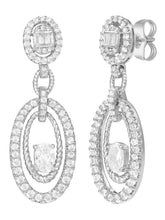 Peora Double Oval CZ Earrings - Silver