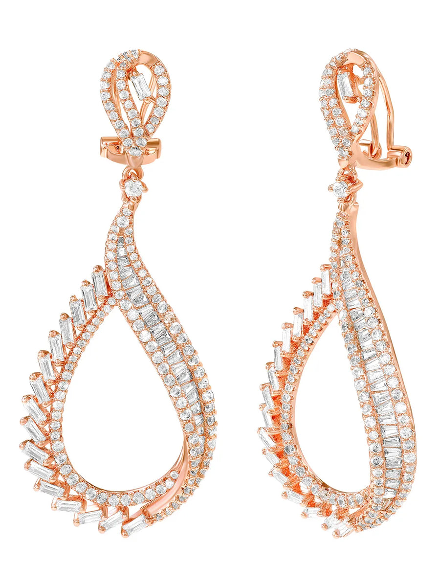Peora Graceful CZ Earrings - Rose Gold