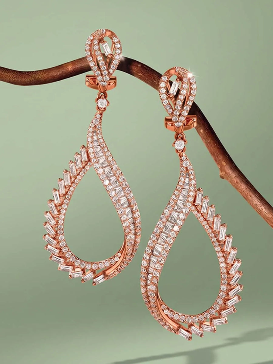 Peora Graceful CZ Earrings - Rose Gold