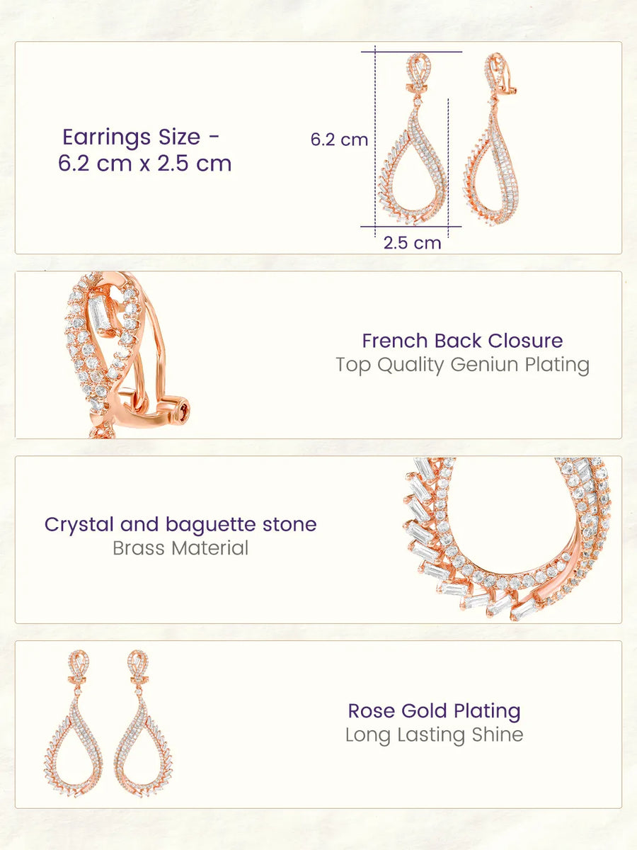 Peora Graceful CZ Earrings - Rose Gold