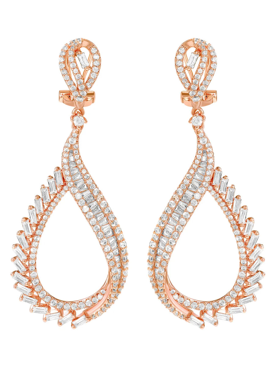 Peora Graceful CZ Earrings - Rose Gold