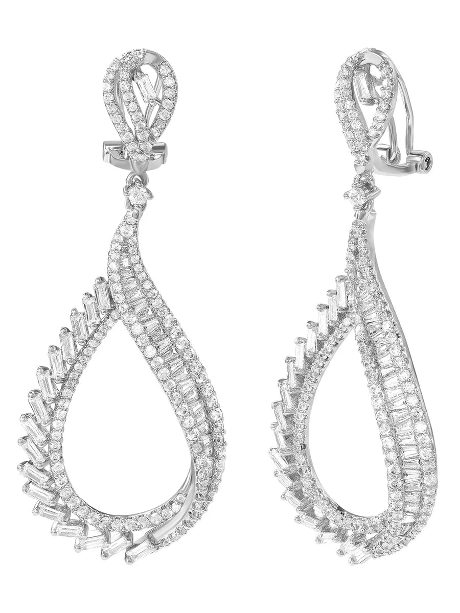 Peora Graceful CZ Earrings - Silver